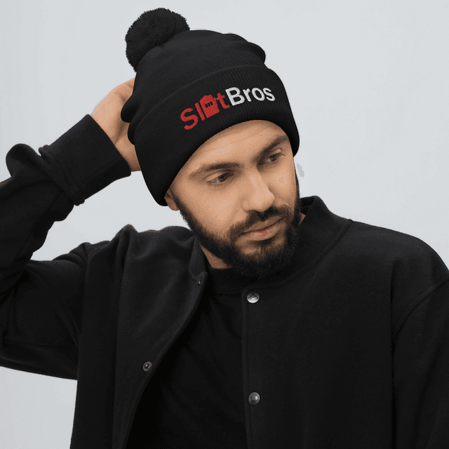 Black Slot Bros Pom-Pom Beanie